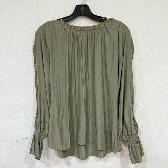 Ramy Brook Clara Slit Sleeve Long Sleeve Green Blouse Women’s Size X-Small - Picture 5 of 6